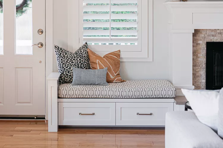 Living Room Bay Window Seat Cushion and Storage Build Out